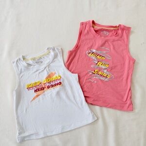 Girls Tank Tops Set of 2 Workout Gym Gymnastics Yoga Running Sports XS 4-5